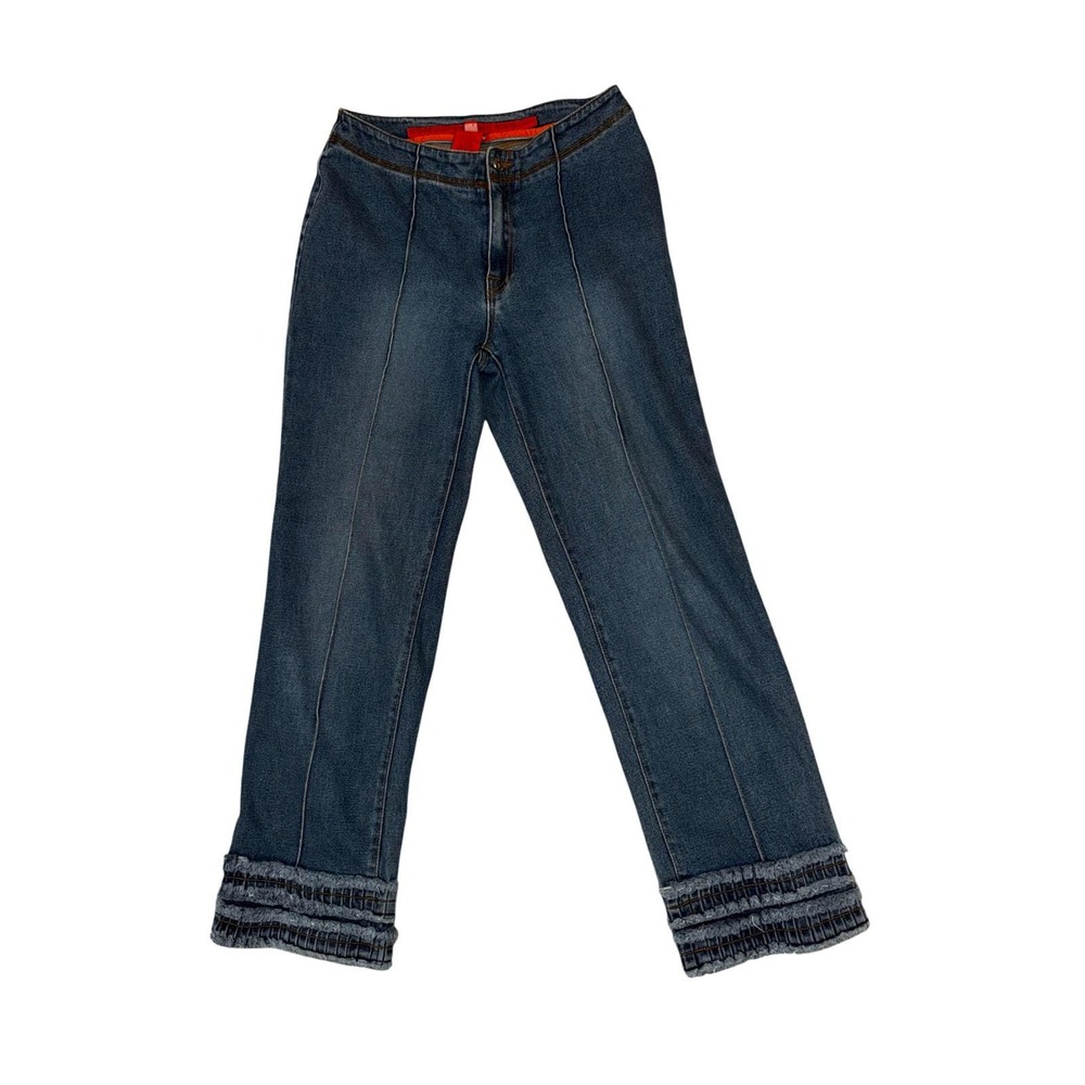 Bonjour Bootcut Jeans Size 8 Y2K Stretch Denim Cropped Stacked Hem